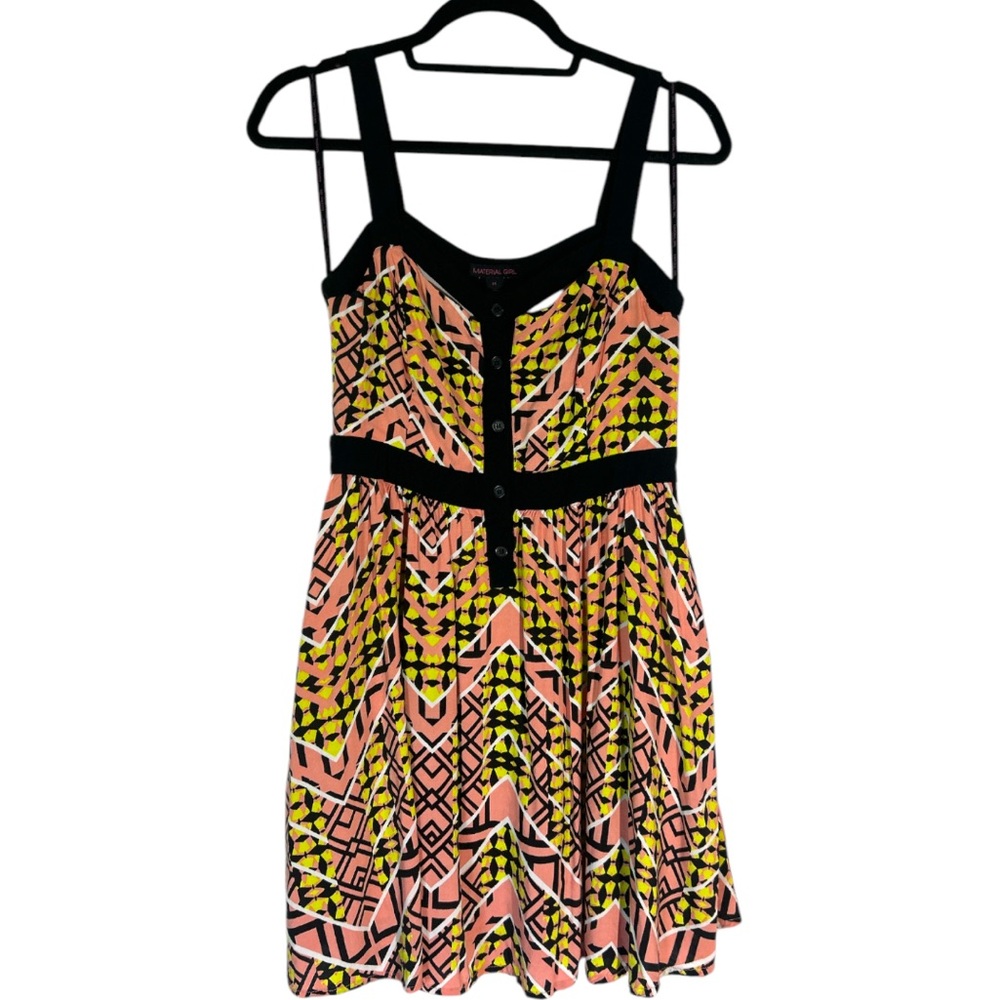 Material Girl Yellow Pink Fit-and-Flare Sundress